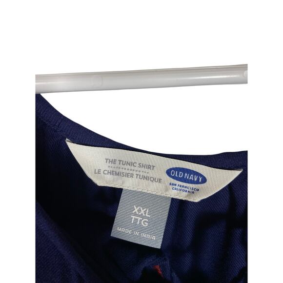 Women's Old Navy Blue Split Neck Long Sleeve Floral Tunic Shirt Size XXL - Picture 3 of 5